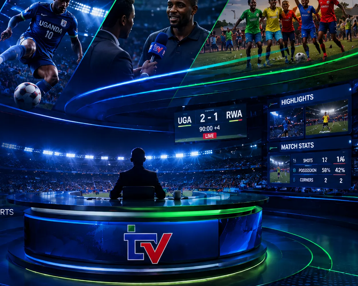 iTV Uganda sports studio, football action and match analysis
