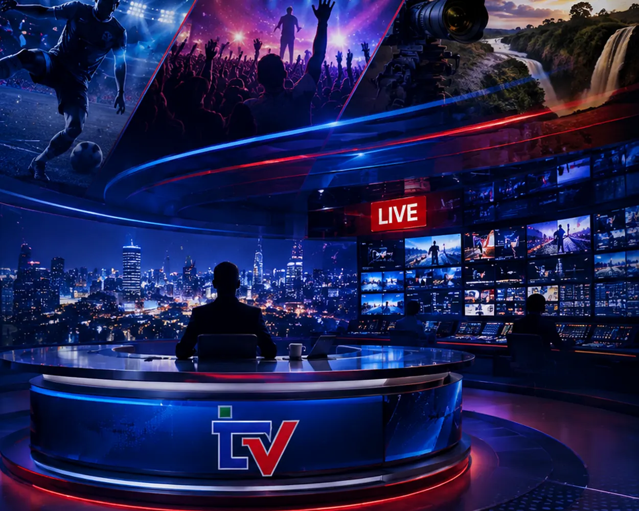 iTV Uganda live broadcast studio and control room